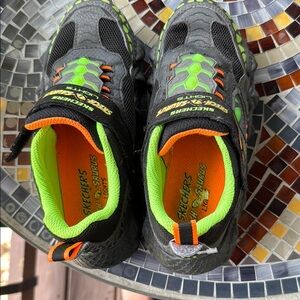 Skechers Kids' Black and Neon Green Sneakers